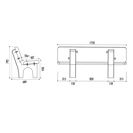 Banc ELIANE 175cm en béton armé