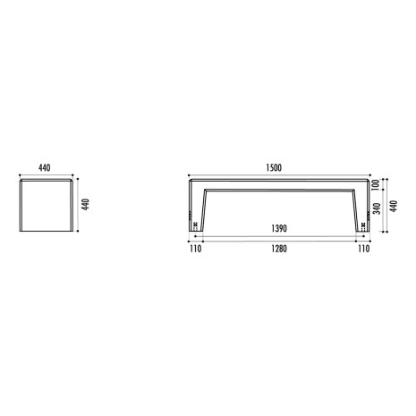 Banquette FLORIE 150cm en béton armé