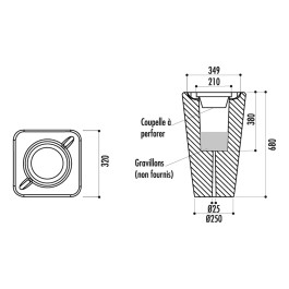 Cendrier carré en béton GERVAIS 39l