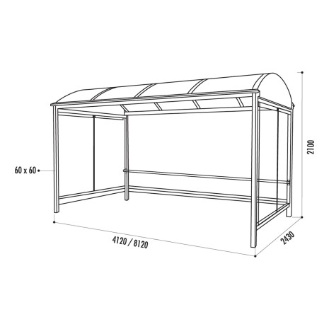 Abri 2 roues en verre trempé structure métal SANSA