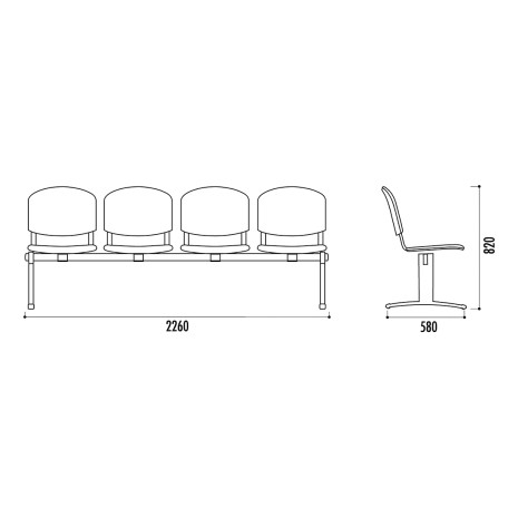 Poutre ISO en tissu dossiers résille 4 places