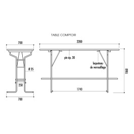 Table comptoir pliante VIENNE