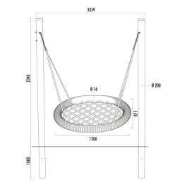 Balançoire en corde armée et acier Ma Nacelle Ovale