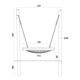 Balançoire en corde armée et acier Ma Nacelle Ronde