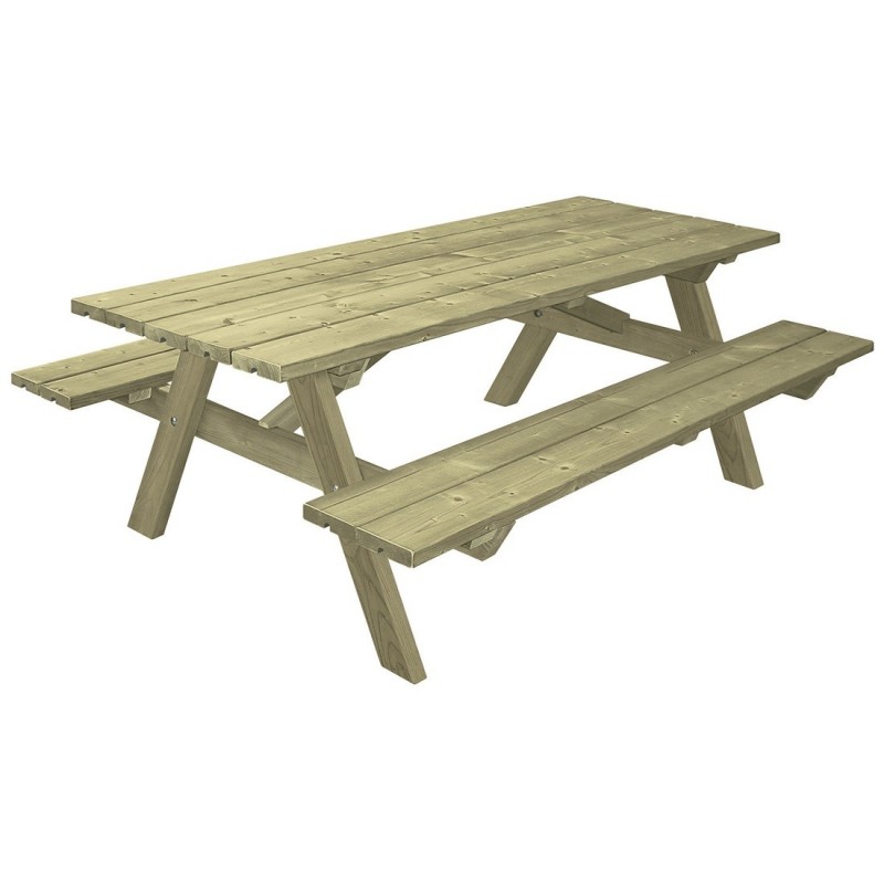 Table De Pique-nique Munich L 180 Cm En Bois Autoclavé - Bancs Inclus, Pour Extérieur (parc, Jardin)