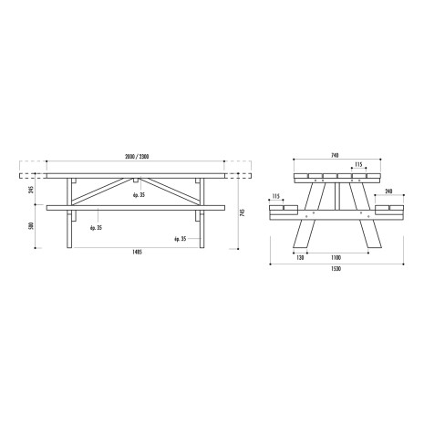 Table de pique nique en bois CAMASTRA