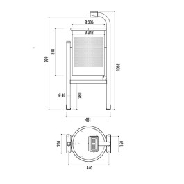 Combiné cendrier et corbeille en acier CASTELLI 60l.