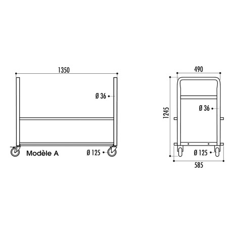 Chariot simple pour chaises pliantes