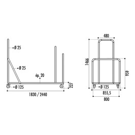 Chariot PLUS 183 pour tables rectangulaires