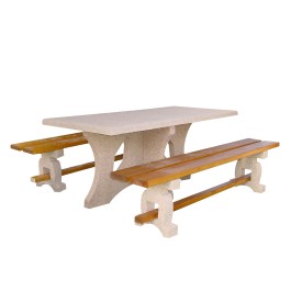 Table de pique-nique en béton et assise bois ESPACE 190cm