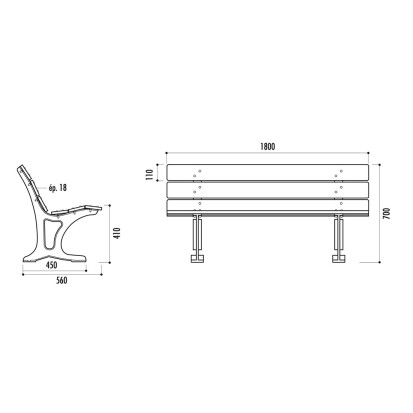 Banc CORENTIN en compact et pied fonte