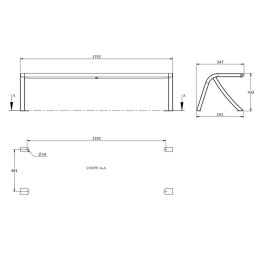 Banquette HORIZON 175cm en compact et pied acier