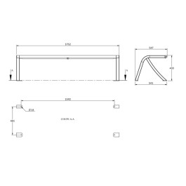 Banquette HORIZON 175cm en acier