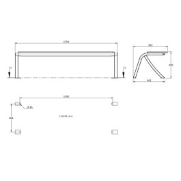 Banquette BERGERAC 175cm en compact et pied acier