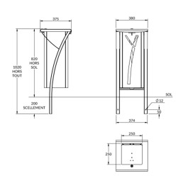 Corbeille rectangulaire en acier HORIZON 50l.