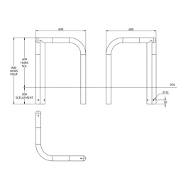 Arceau d'angle en acier - 3 pieds