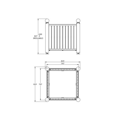 Bac à palmier carré en compact et intérieur métal HARMONIE 80x80cm