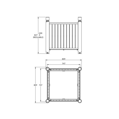 Bac à palmier carré en compact et intérieur métal HARMONIE 80x80cm