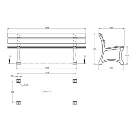 Banc Compact et pied fonte RICHELIEU 180cm