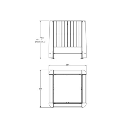 Bac à palmier carré en compact et intérieur métal SQUARE 85X85cm