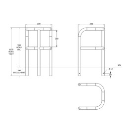 Étrier de sécurité industrie renforcé en acier - 3 pieds