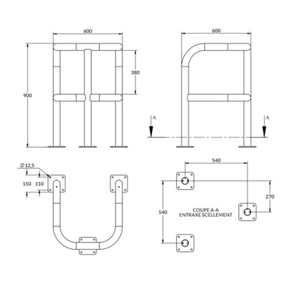 Étrier de protection renforcé en acier - 3 pieds