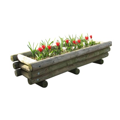 Jardinière rectangulaire en rondin de bois TRAPEZE 390l.