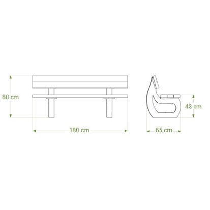 Banc PARC 180cm en plastique recyclé