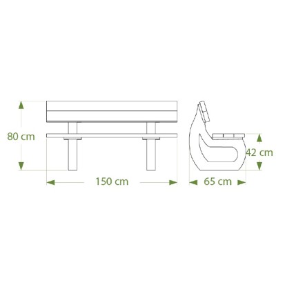 Banc PARC-ECO 150cm en plastique recyclé