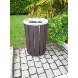 Corbeille ronde en acier et plastique recyclé ESCAPADE