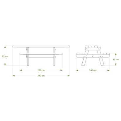 Table de pique-nique en plastique recyclé adaptée PMR PARC 240cm