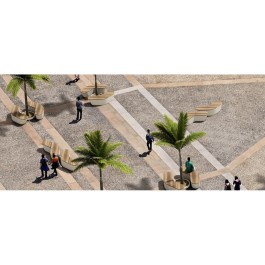 Banquette TRANSLATION 220cm en bois et béton