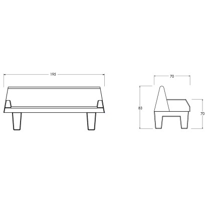 Banc NEW YORK simple 195cm en béton