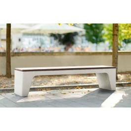 Banquette SOFT 177cm béton et assise bois