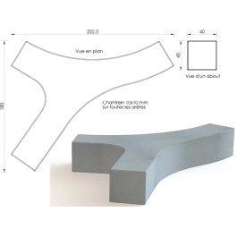 Banquette Y TRIPODE 241cm en béton