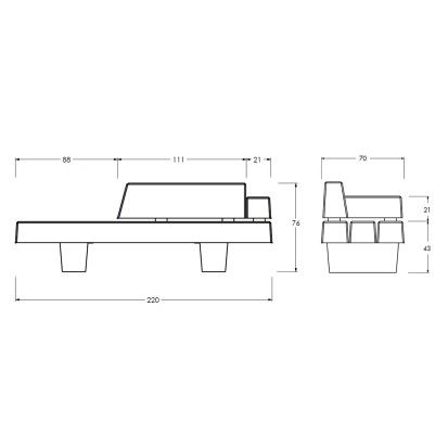 Banc méridienne TRIBECA 220cm en béton