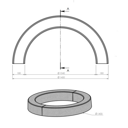 Entourage d'arbre ROND en béton - 2 éléments Ø 140cm