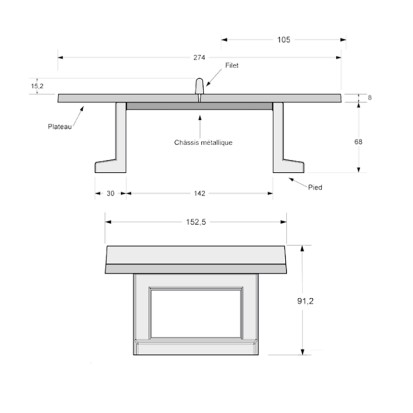 Table de ping-pong en béton DUEL