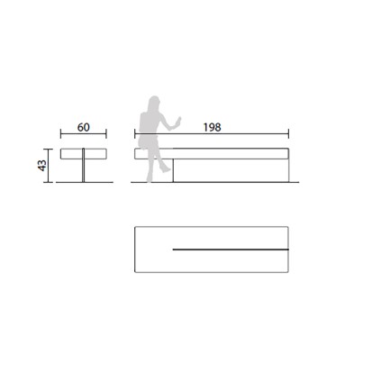 Banquette TILA Bench ONE en béton pied acier