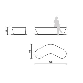 Banquette TRANSLATION 220cm en bois et béton