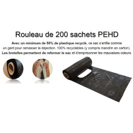 Rouleau de 200 sacs à bretelles Carton de 20 rouleaux de 200 sacs