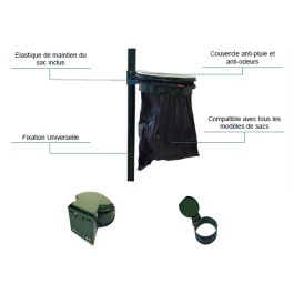 Porte sac avec couvercle RAL 6009