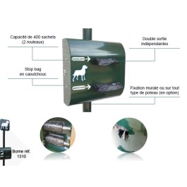 Distributeur double rouleau pour déjections canines