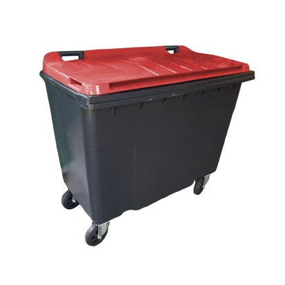Bac conteneur frontal roulant 500 L en PEHD 4 roues
