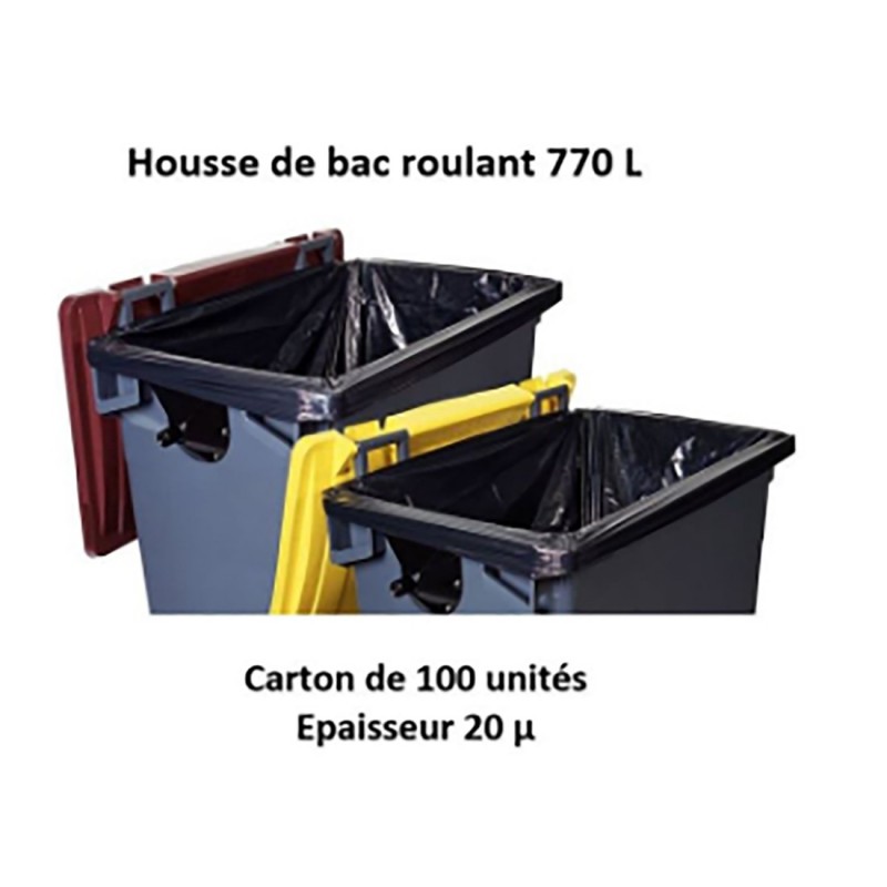 Conteneur de déchets poubelle 770L Noir.