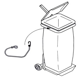 Support sac poubelle tôle avec roulettes et couvercle