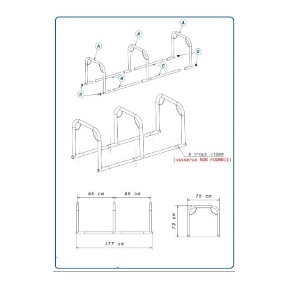 Support vélos en ligne à arceaux