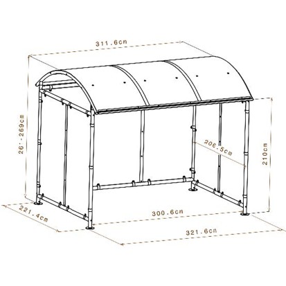 Abri 2 roues DOME 6 vélos + 2 motos/scooters. Livré avec un panneau solaire + spot