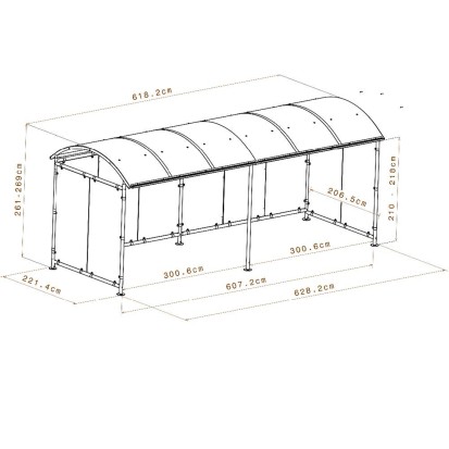 Abri 2 roues DOME 6 vélos + 2 motos/scooters. Livré avec un panneau solaire + spot