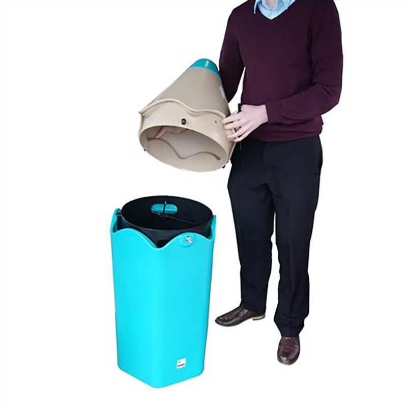 Poubelle de tri sélectif d'extérieur imitation bois avec cendrier, Poubelles de tri sélectif